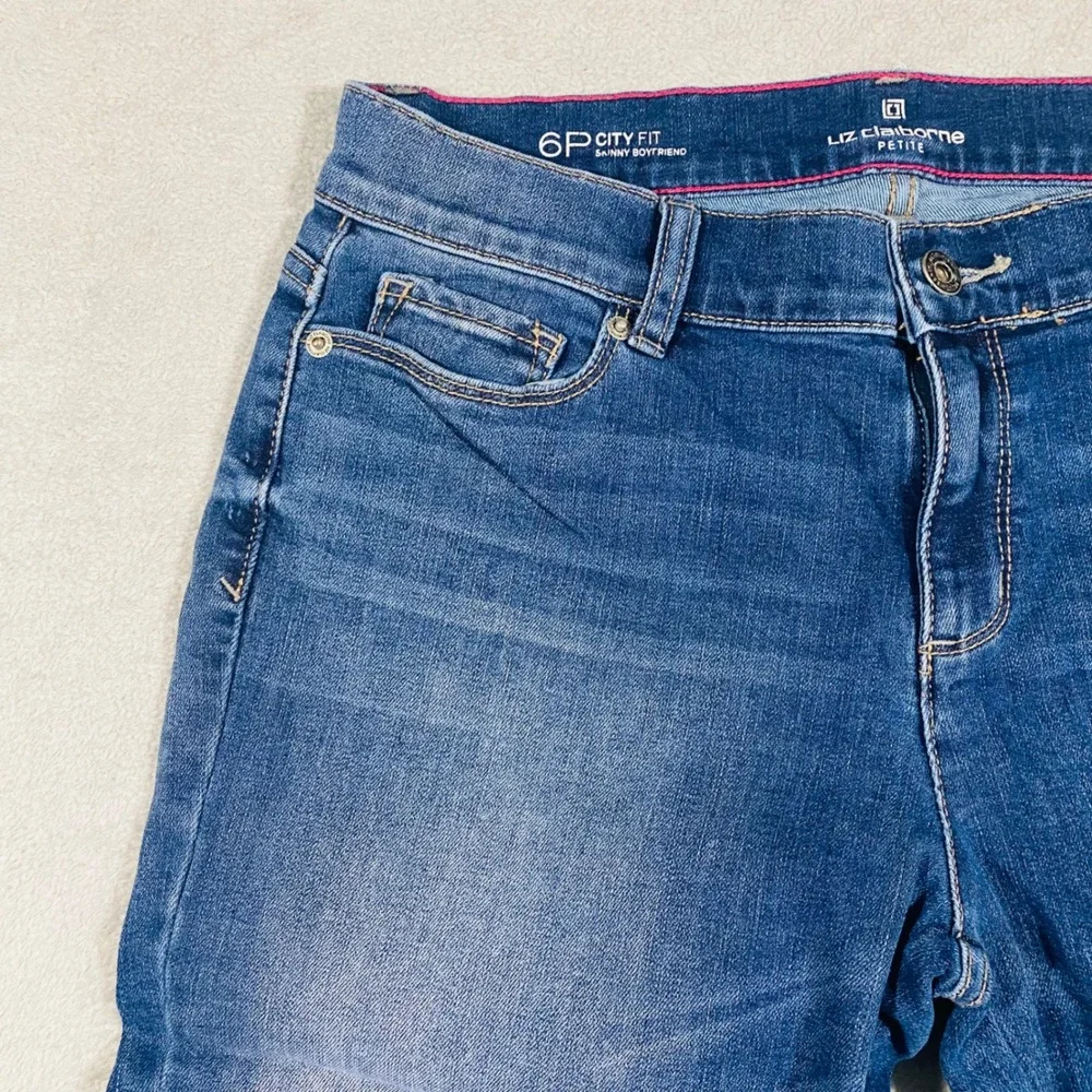 Liz Claiborne Skinny‎ Boyfriend Jeans Women 6P Blue Petite City Fit Capris